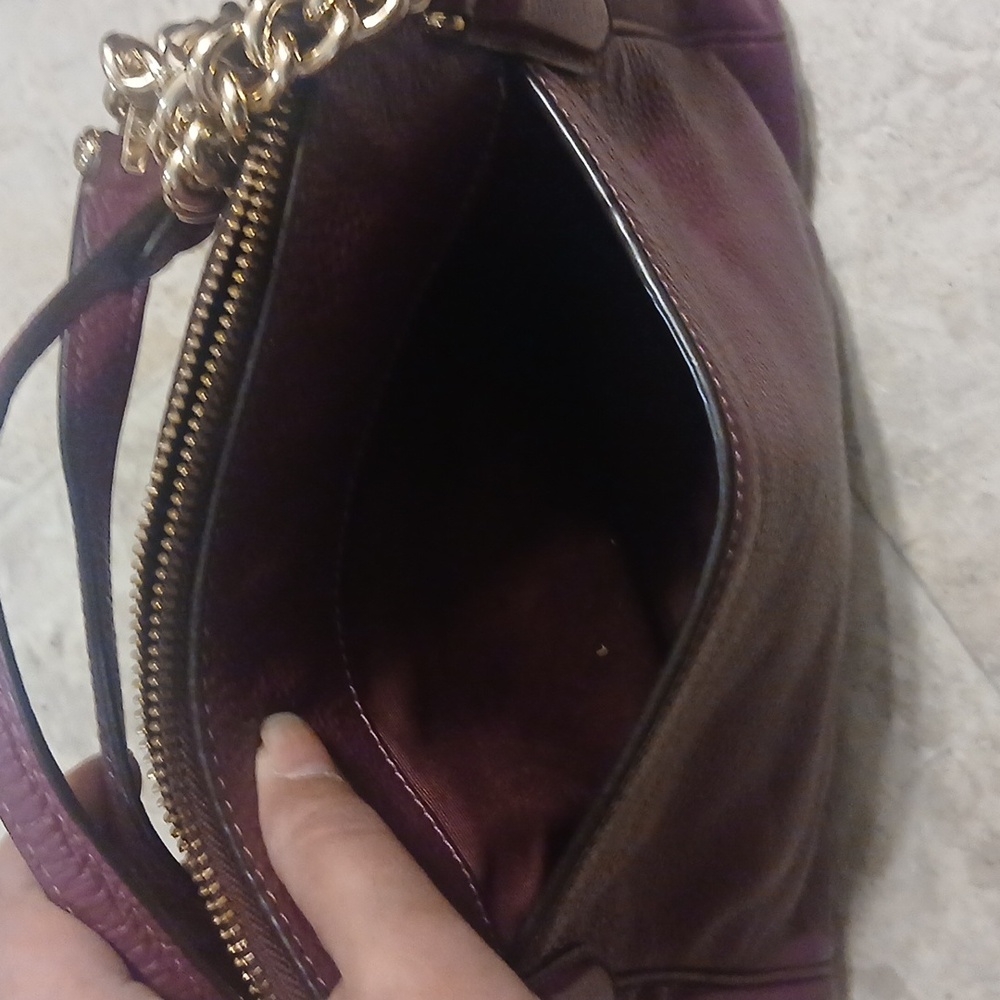 Coach Purple Pebble Leather Ava Chain Tote - Picture 13 of 16